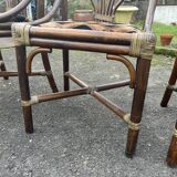 Set of 3 rattan armchair chairs