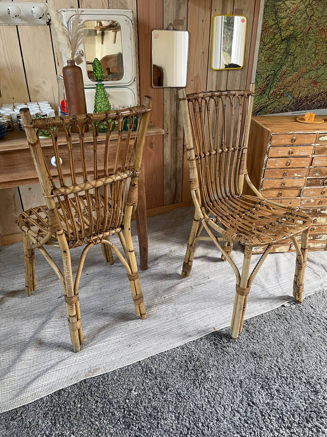 Paire de chaises en rotin