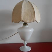 Bedside lamp porcelain and burlap