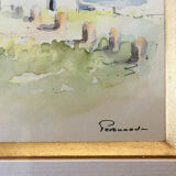 Painting watercolor "the house of viviers" quiberon signed & frame