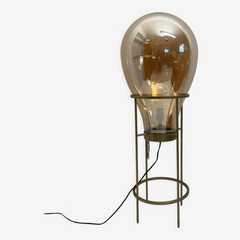 Lampe  montgolfière verre et métal or