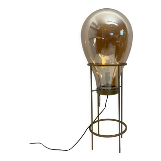 Lampe  montgolfière verre et métal or