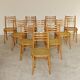 Lot de 10 chaises ton bystrice bois et cannage 1960