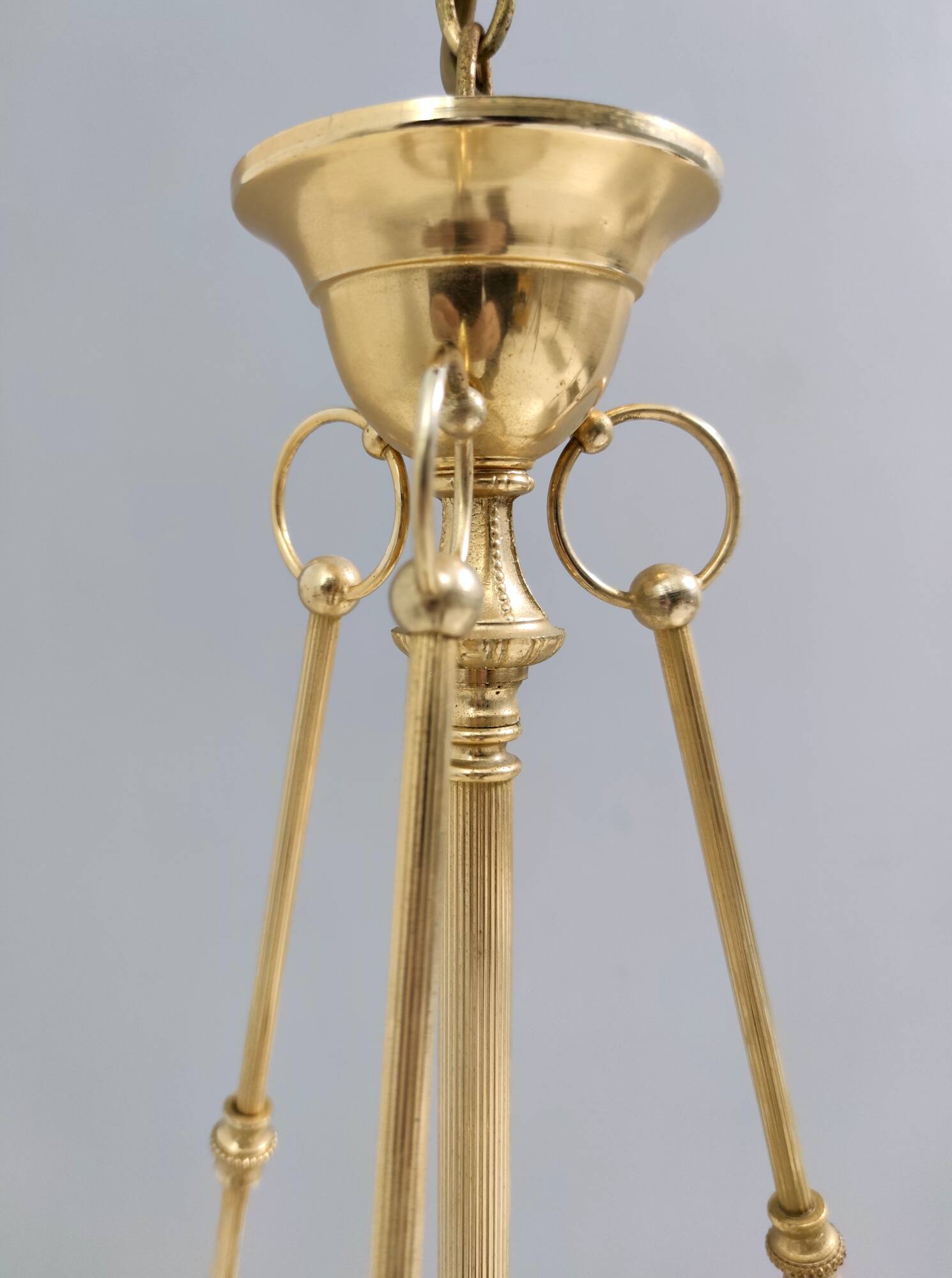 Vintage Murano Glass and Brass Ceiling Light in Neoclassical Style, Italy