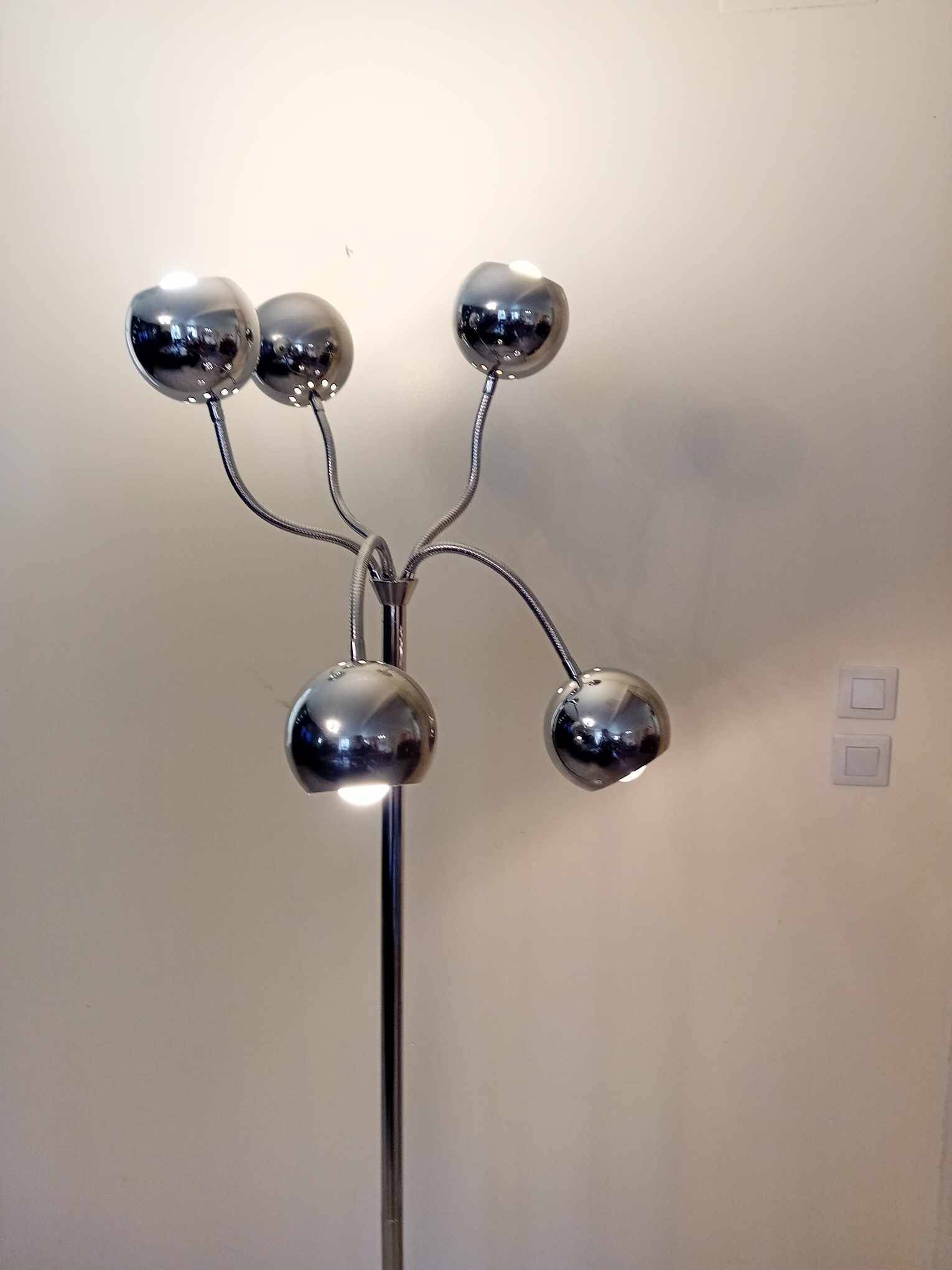 Floor lamp with 5 arms of light from the 80s