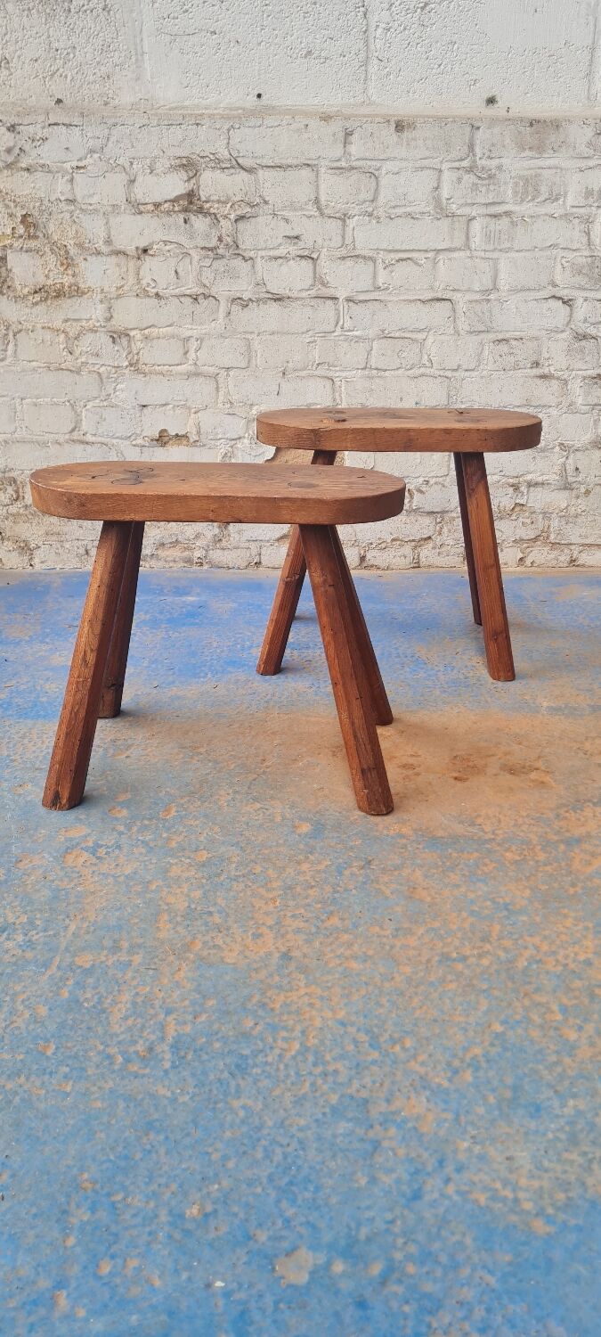 Pair of solid oak stools