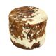Round Vintage Pouf Cowhide Leather Sixties 47cm