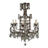 Antique metal and glass chandelier, Italy, 20th century