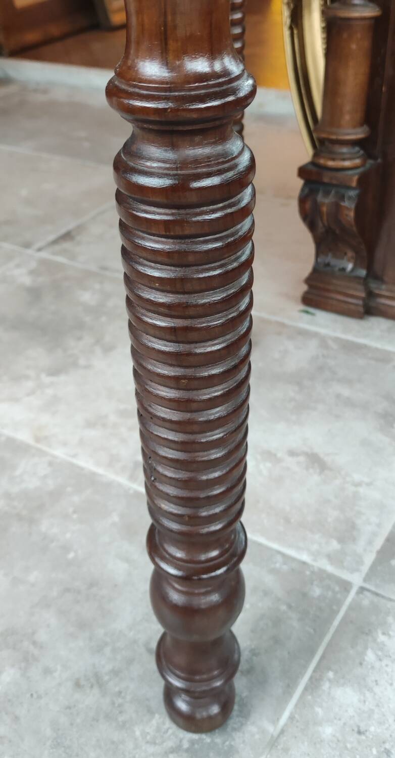 Old office side table/1 drawer/turned wood feet