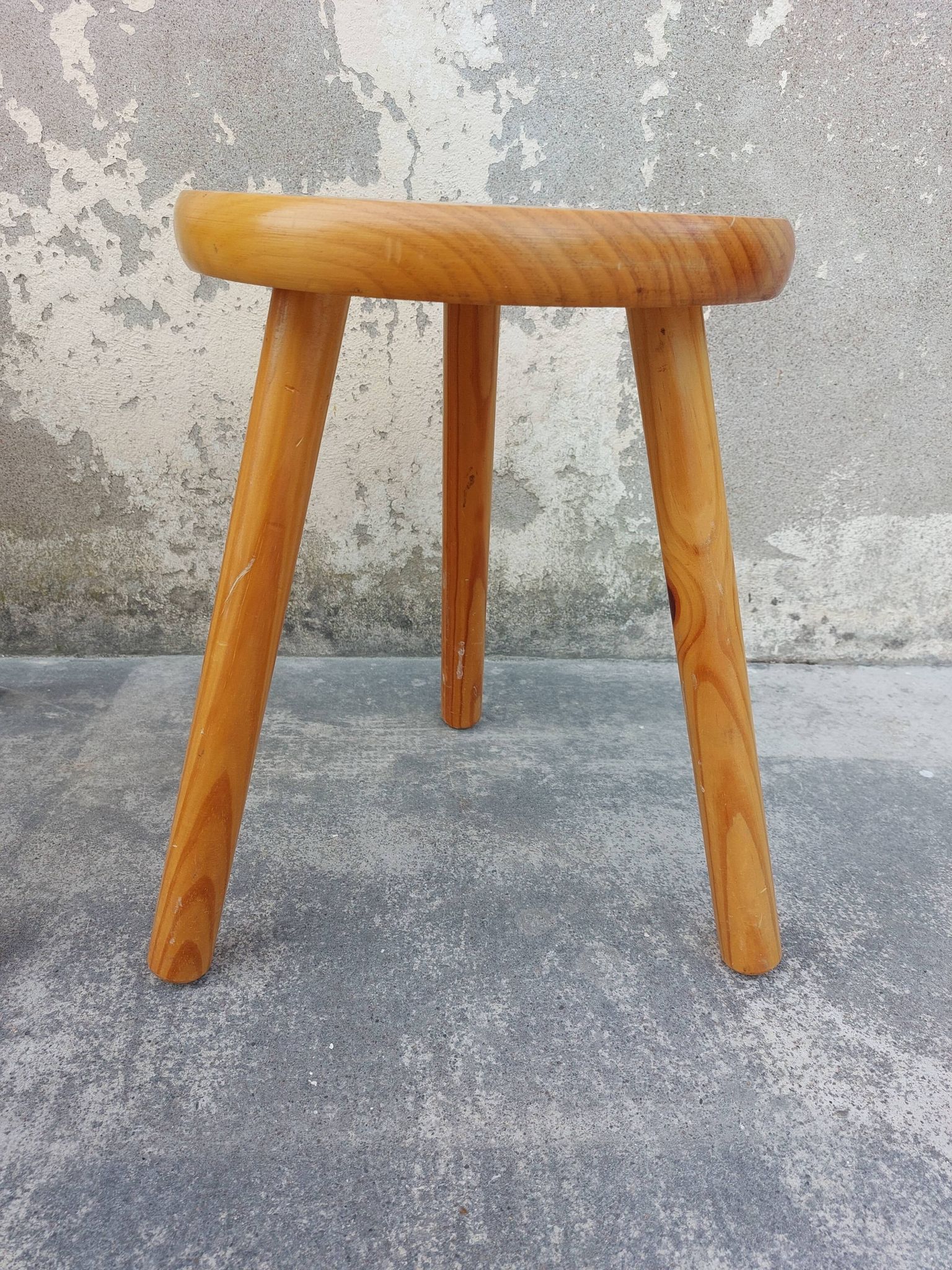 Pair of vintage pine tripod stools