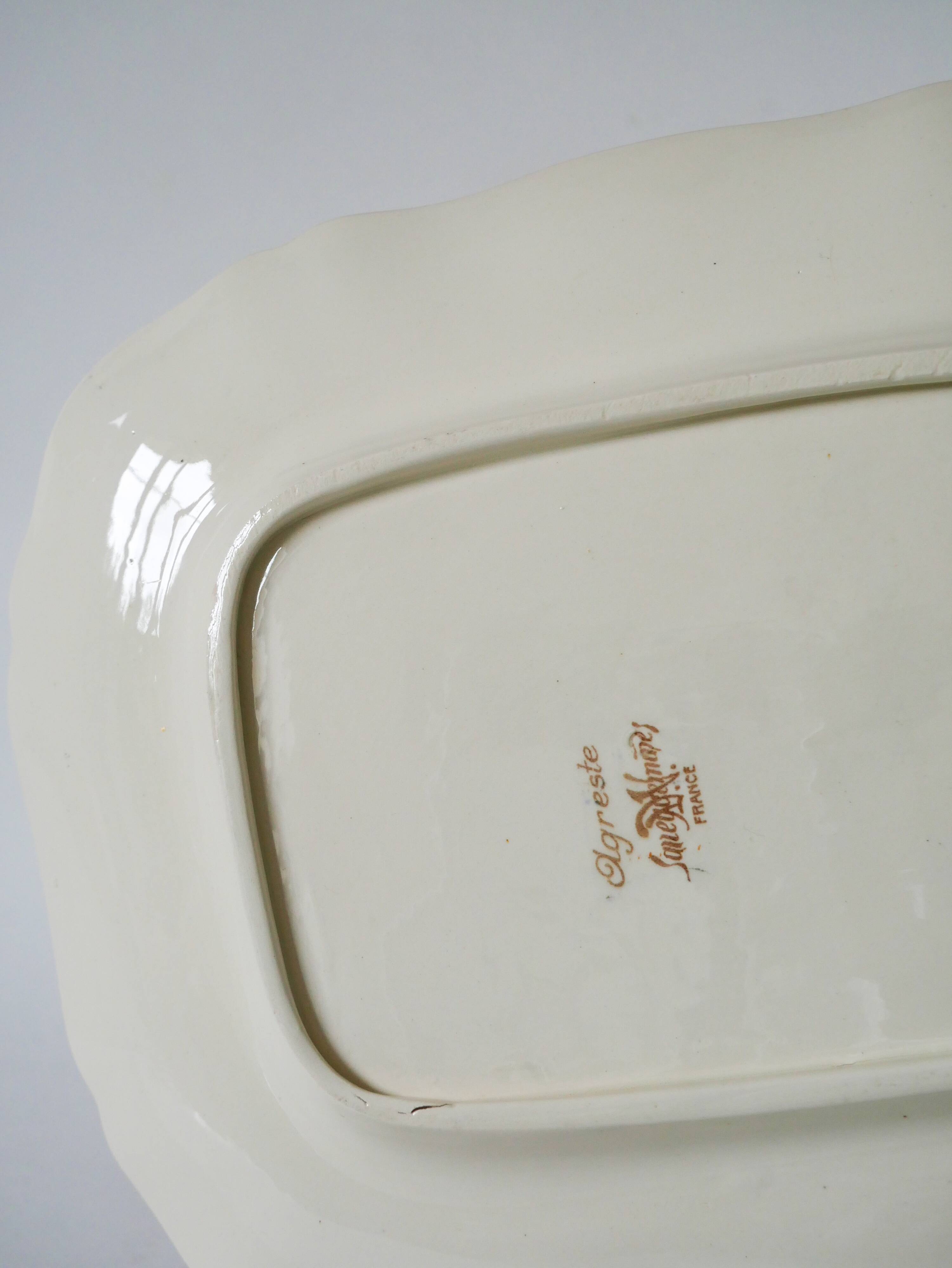 Rectangular dish Digoin Sarreguemines model Agreste, 1960