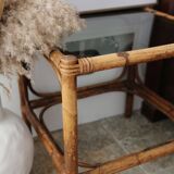 Vintage smoked glass bamboo table