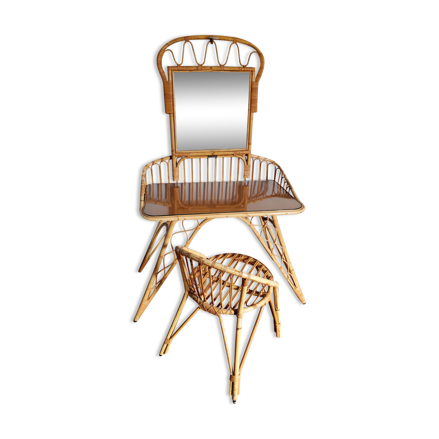 Rattan dressing table and chair 1960
