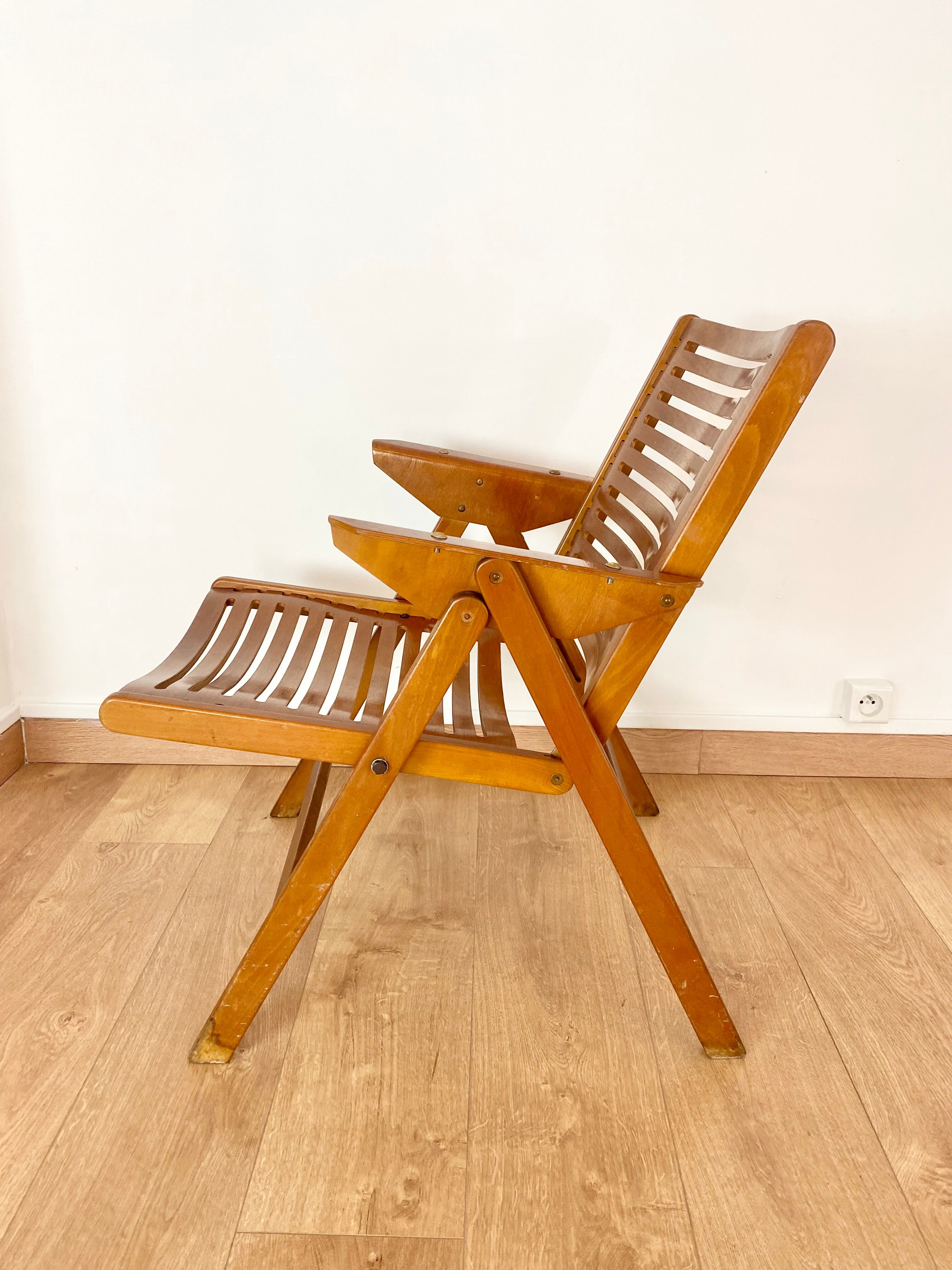 Fauteuil vintage pliant Rex Niko Kralj style scandinave