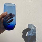 Crystal coloured water glasses in gilded metal glass holders 1970