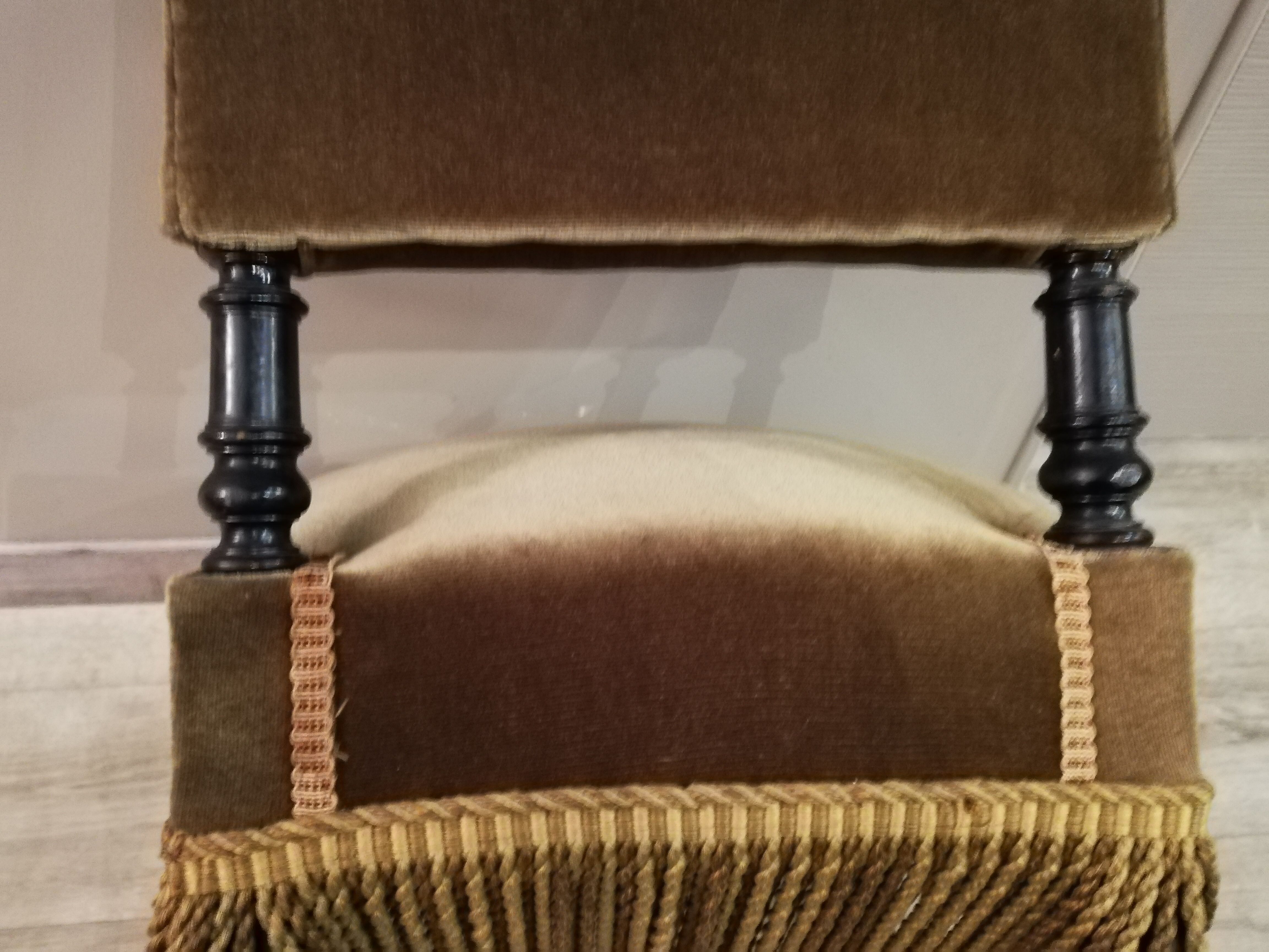 Armchair Toad velvet fringed style Napoleon III