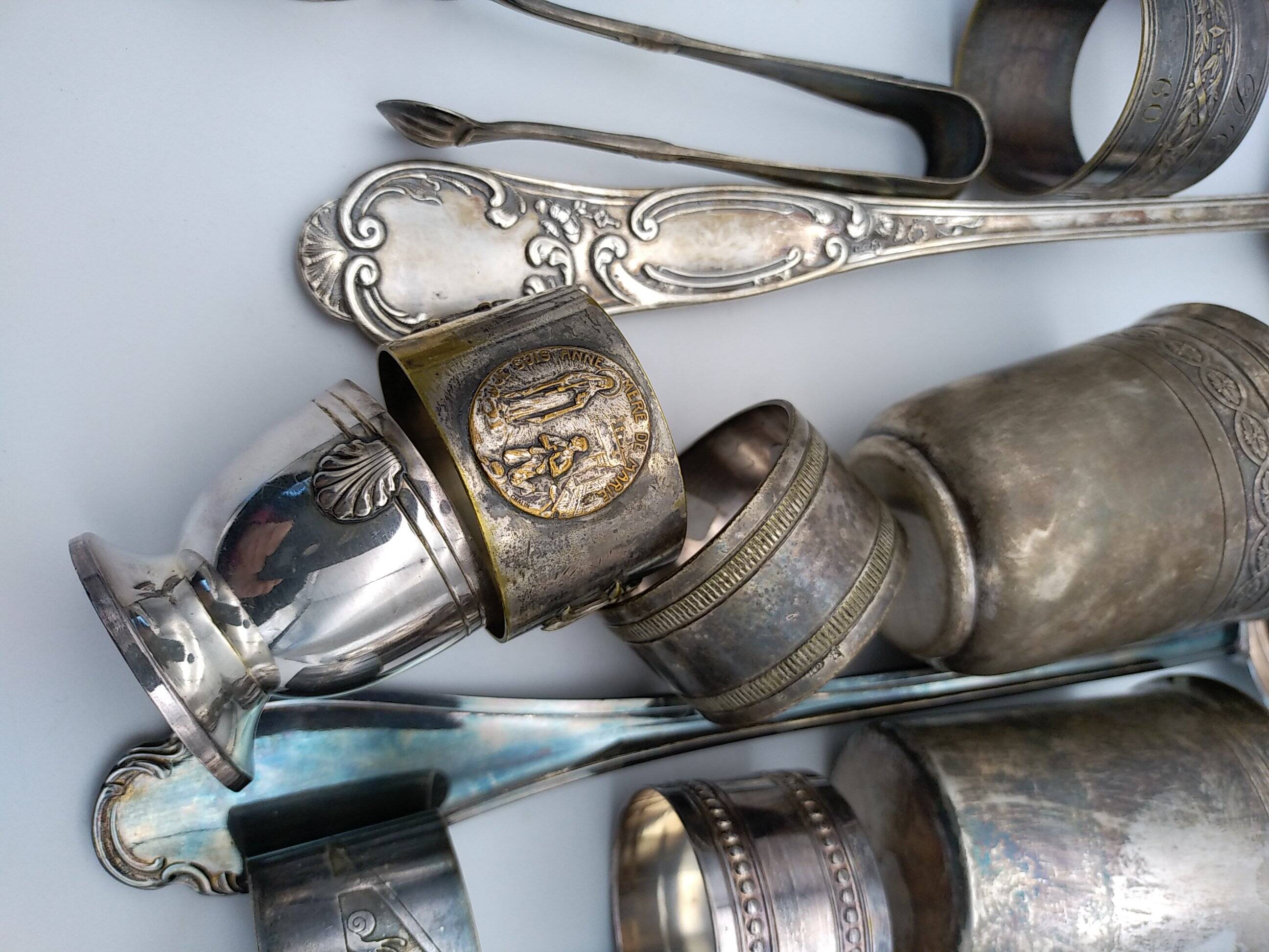 Egg cups, ladles, timpani. christofle, ercuis, sfam. silver plated.