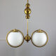 Mid-Century Brass & Opaline Glass Chandelier
