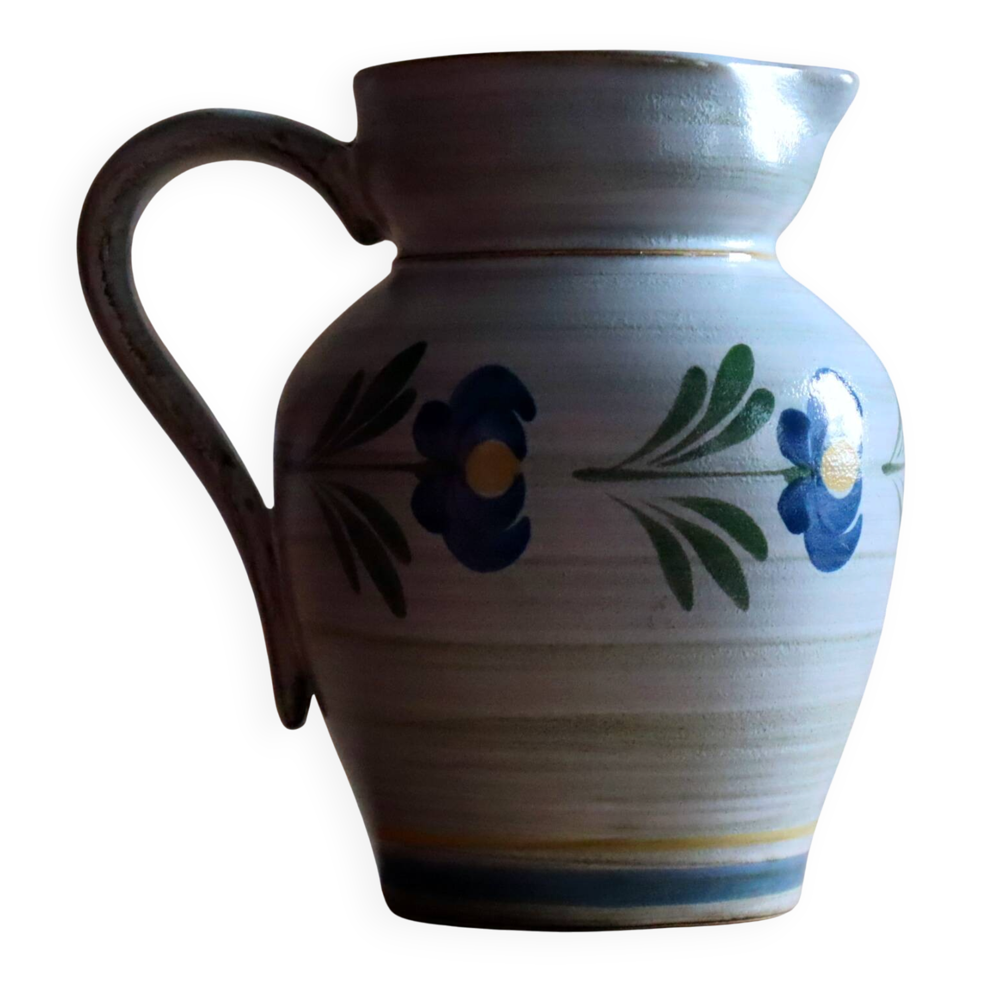 Vintage earthenware jug "Prisca" – Sainte-Radegonde, hand-painted