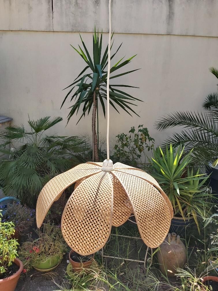 Vintage rattan canning flower suspension