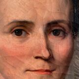 “Portrait of a woman in a black dress”, oil on canvas early 20th century