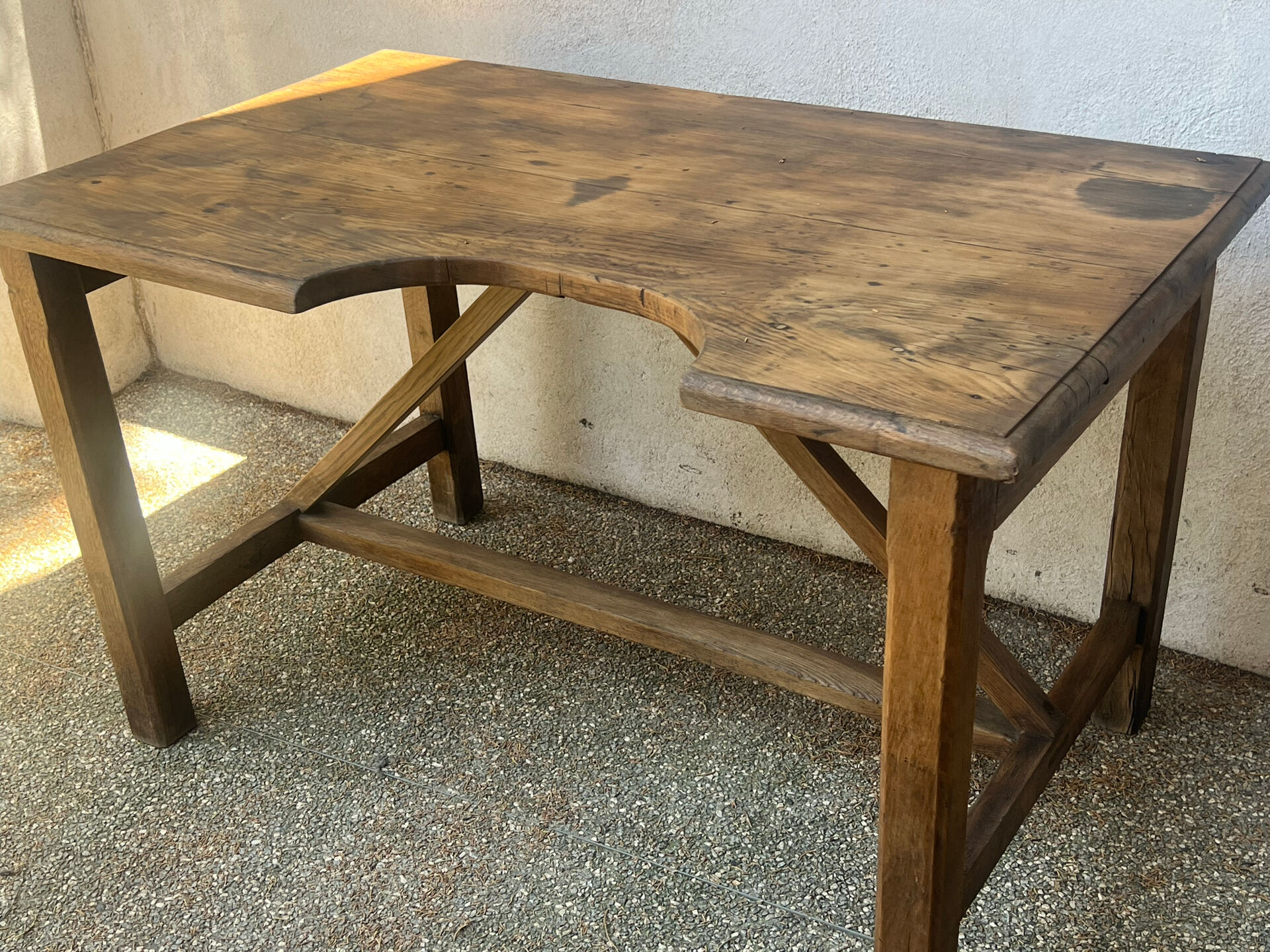 Old workshop desk made of solid wood