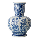 Vase de sol en faïence de Delft, bleu et blanc Chinoiserie par Plateelbakkerij RAM