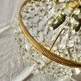 Hot air balloon pendant with glass tassels and gold frame