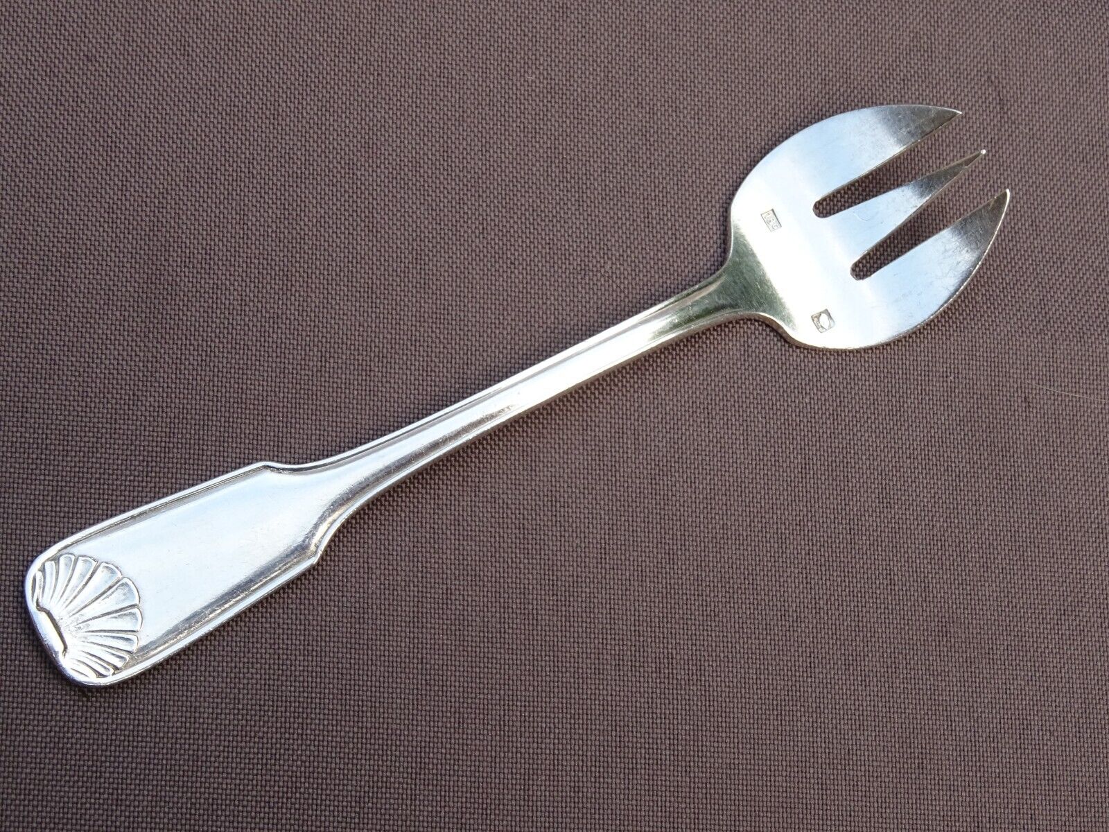 6 silver metal oyster forks shell model