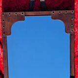 Leather-covered wall mirror attributed to Jacques Adnet 1950