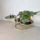 Vintage Hollywood Regency Swivel Cascade Coffee Table with Black Glass