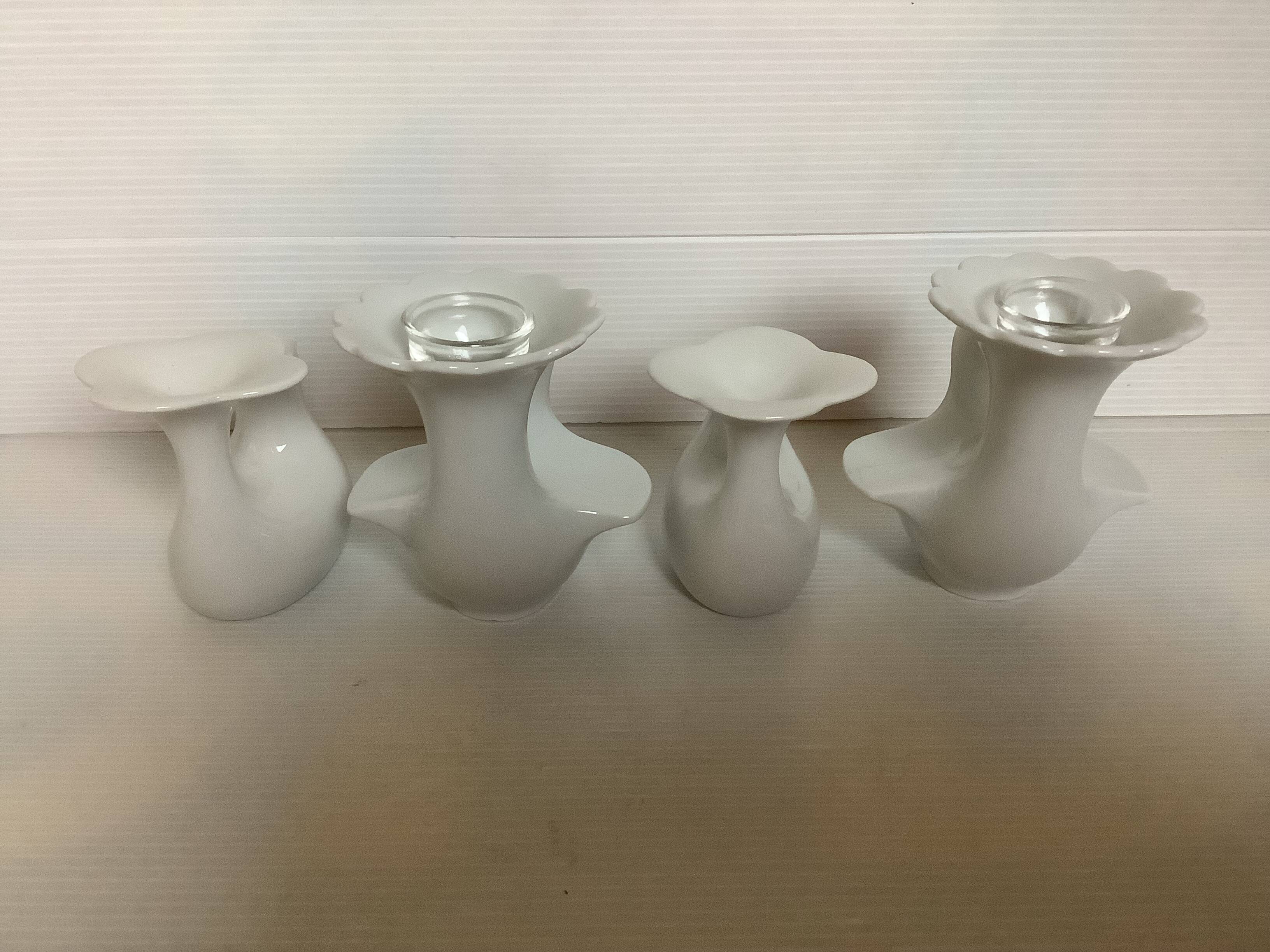 Four white bird candlesticks Arzberg Bareuther