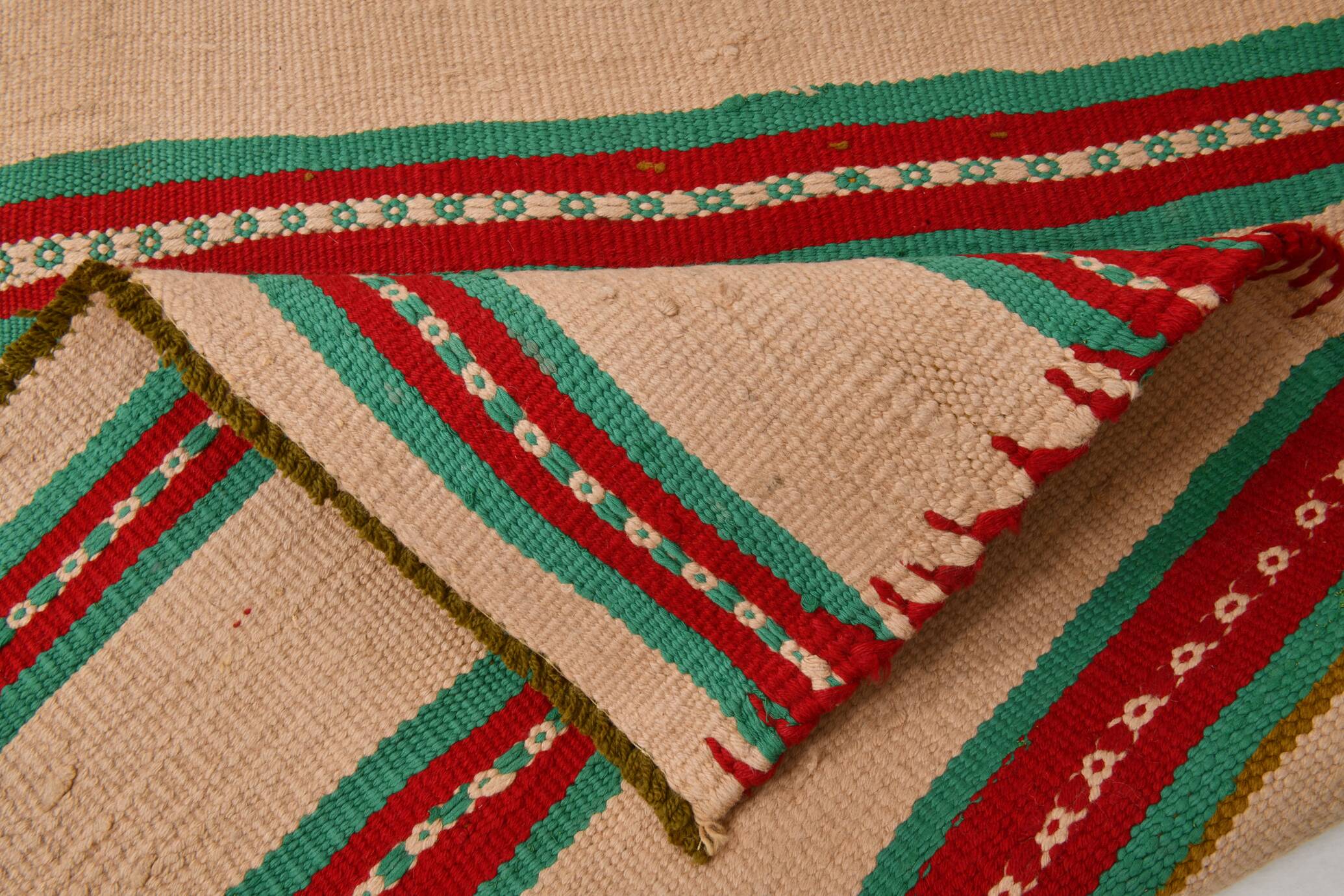 2x10 Striped Pattern Red Green Kilim Runner Rug, 79x323Cm