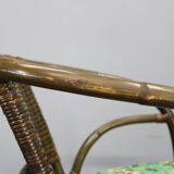 1980s Set of Four Rattan Armchairs with Fabric Pillows