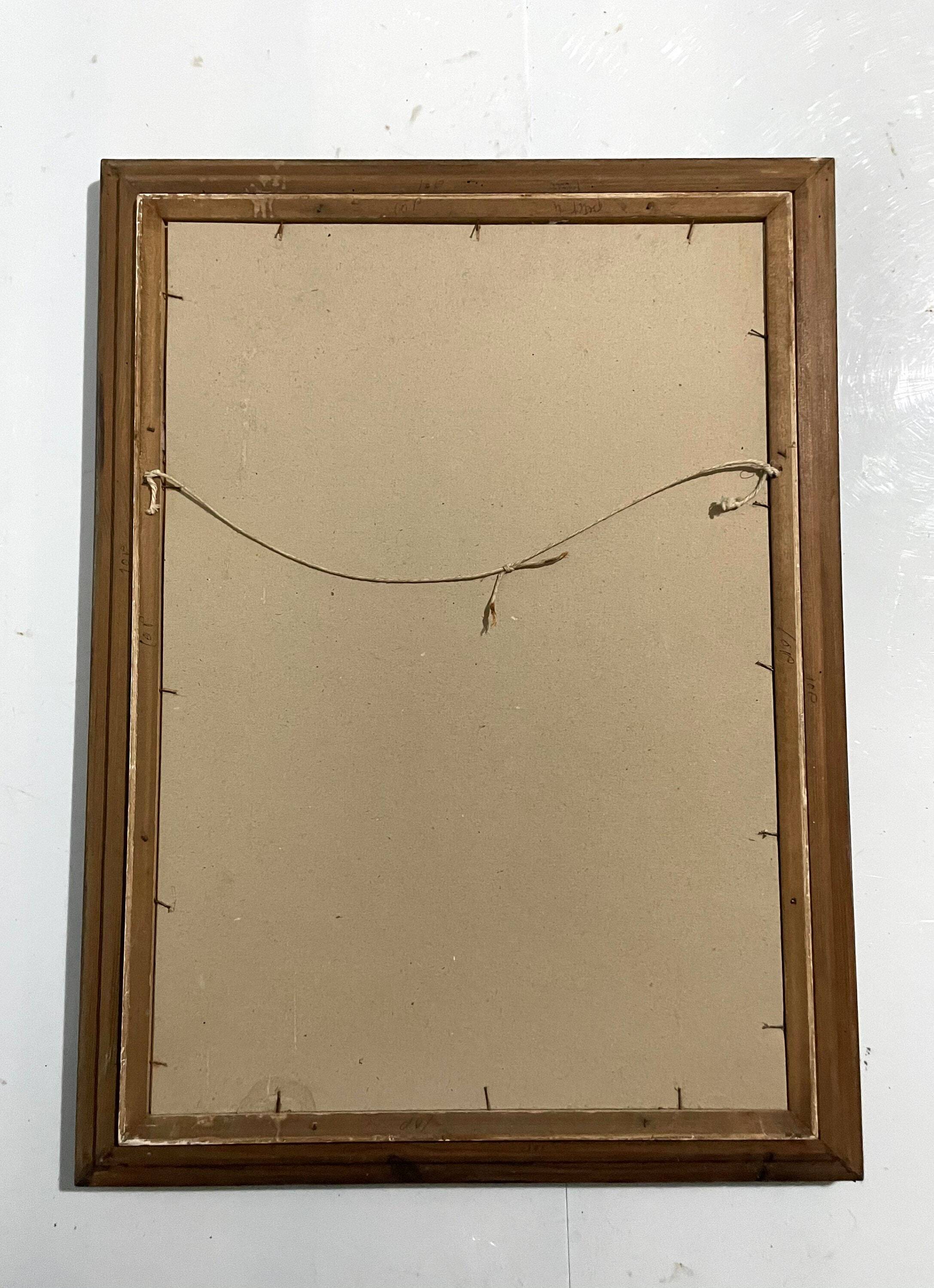 1960s  French Village Street Vintage Oil Painting on Paper with Original