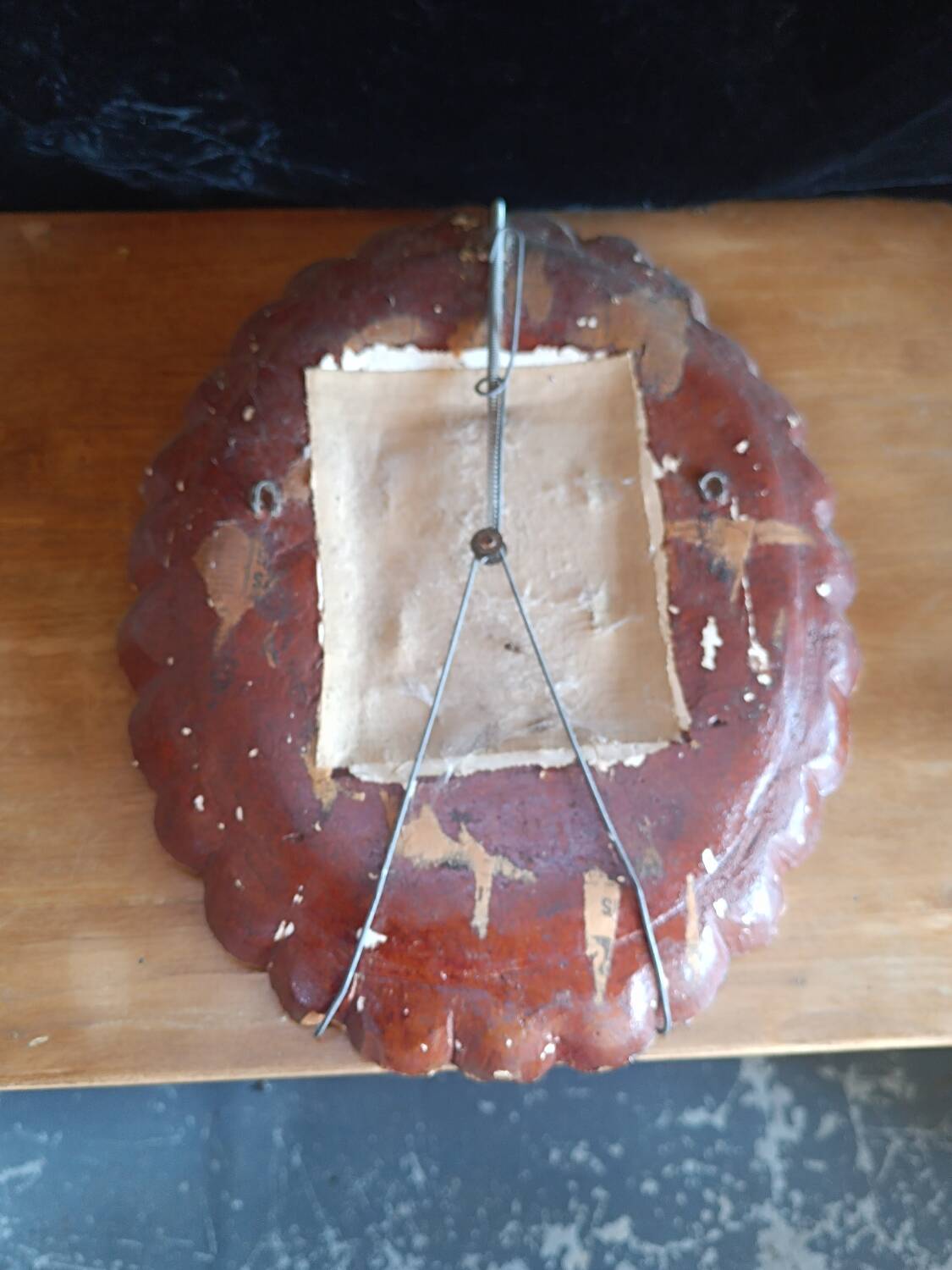 Painted oval plaster mirror