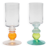 Pair of Miami Wine Glasses with Waves