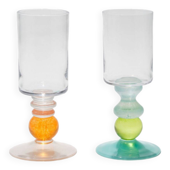 Pair of Miami Wine Glasses with Waves