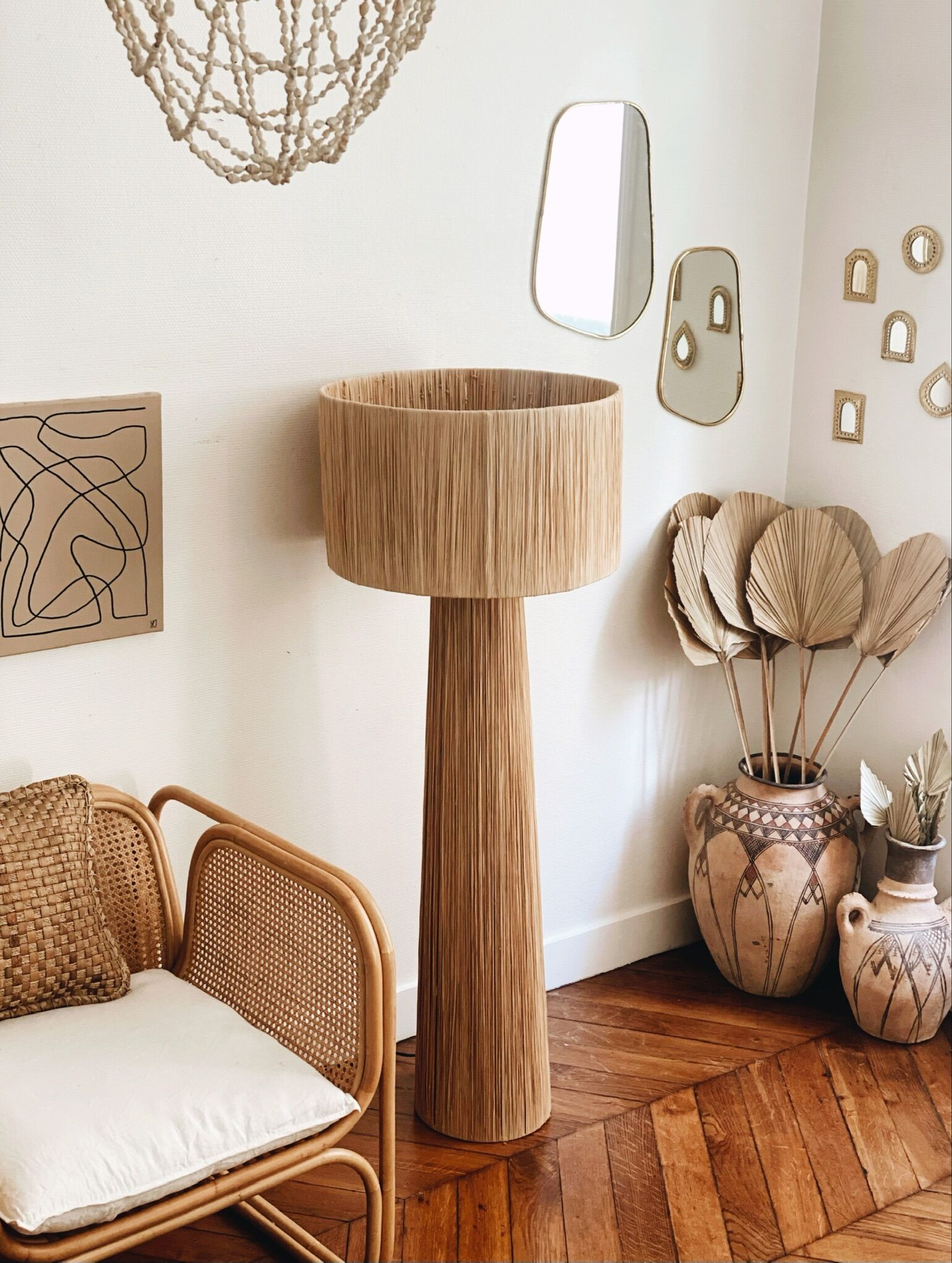 Minimalist bahia floor lamp raffia