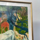 Tableau style Gauguin cadre bois doré