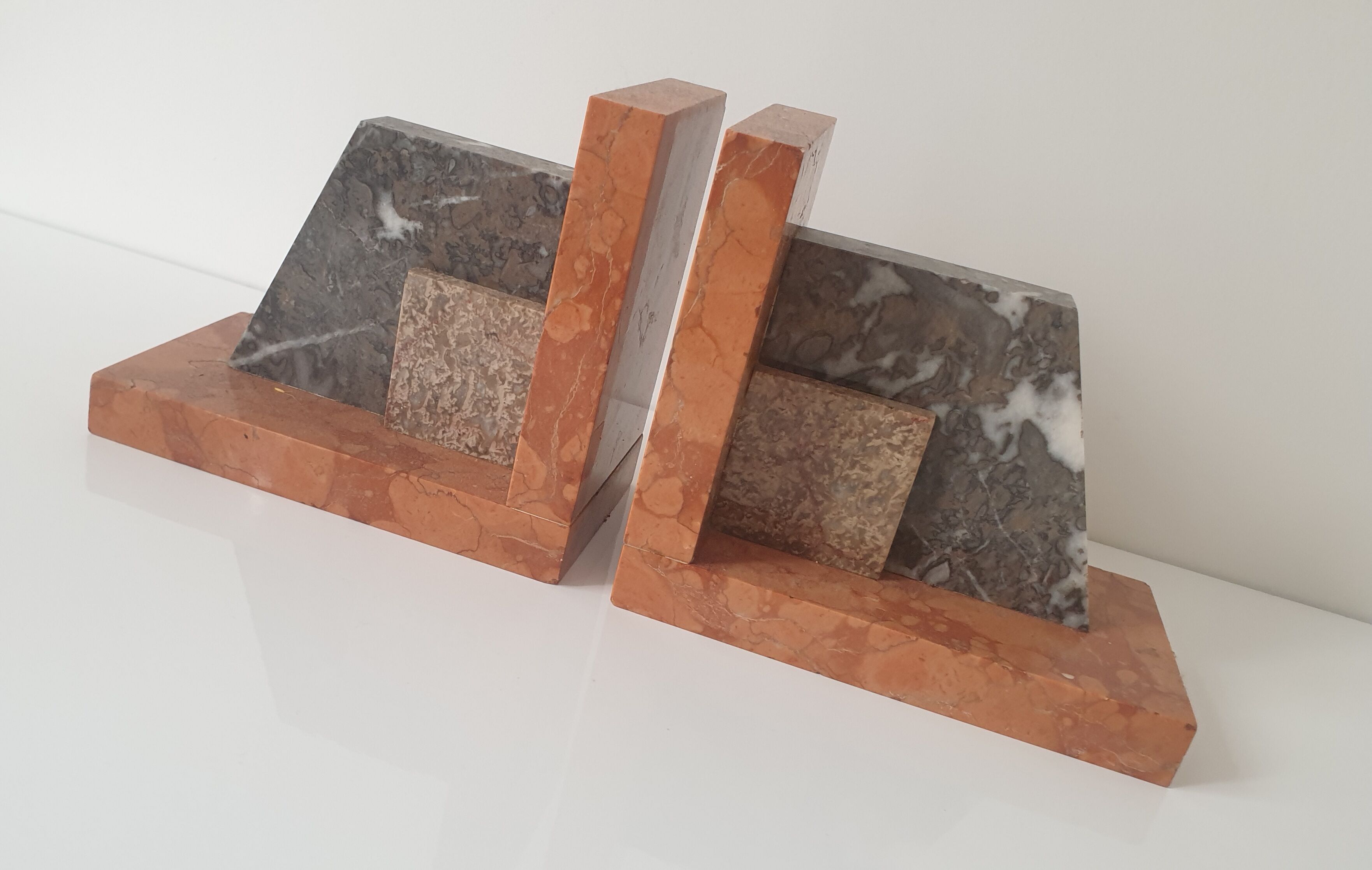 Modernist marble bookends