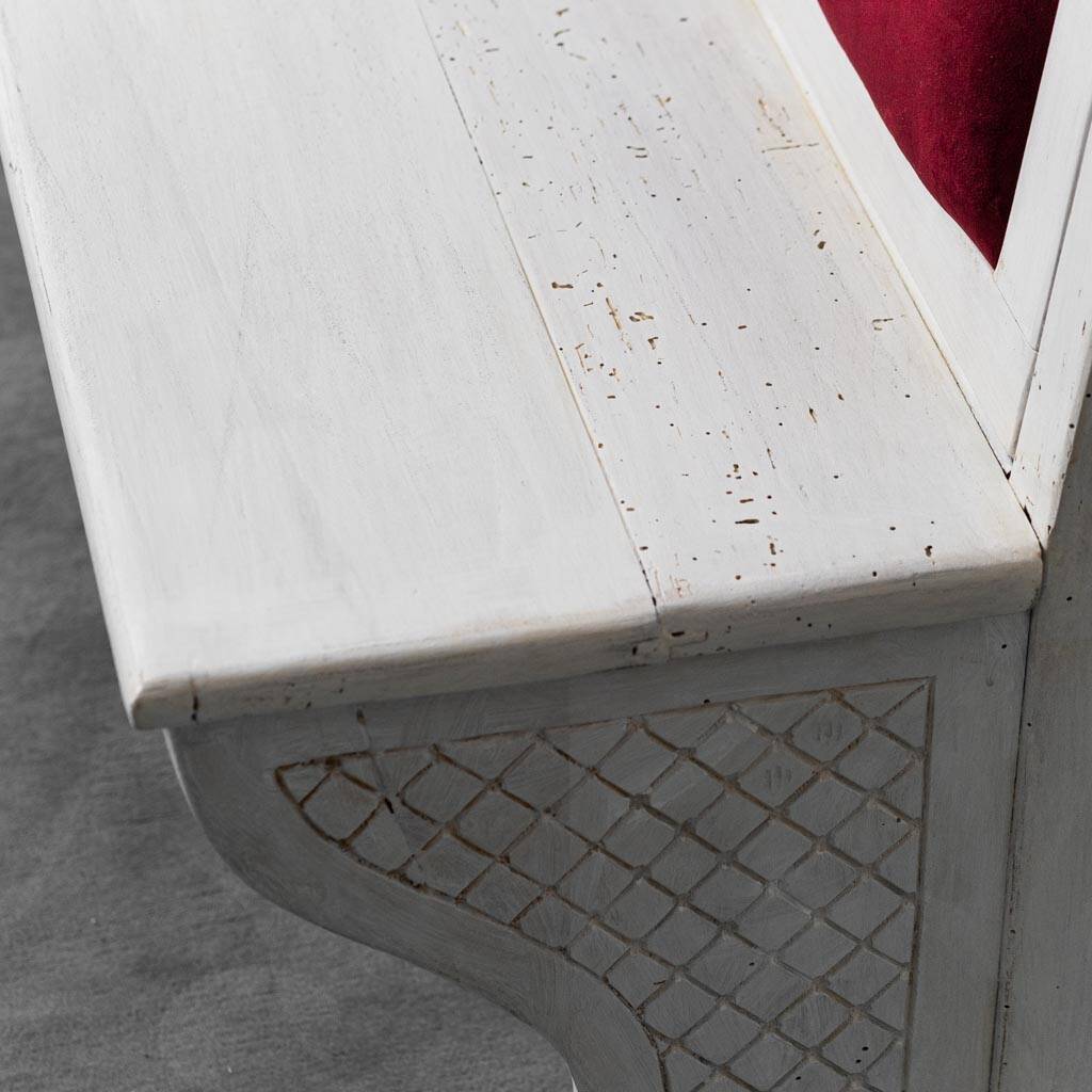 PANCHINA 4 POSTI IN LEGNO VELLUTO ANNI ’50 VINTAGE MODERNARIATO