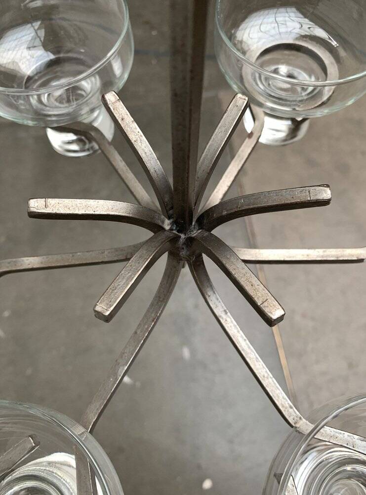 Mid-century metal and glass candle holder suspension from Denmark, 1960s.