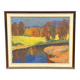 Huile sur panneau suédoise d'époque mi-siècle – « Reflets d'automne » par Svän Grandin (1906–1982) – Vintage et encadrée – 45 × 54 cm (17,7" × 21,3")