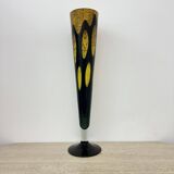 Grand vase en verre jaune et noir, années 1970