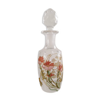 Enamelled glass flask decorated with carnations