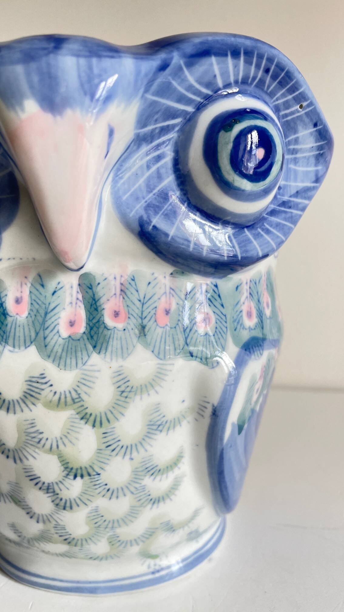 Vintage Chinese Porcelain Owl Planter