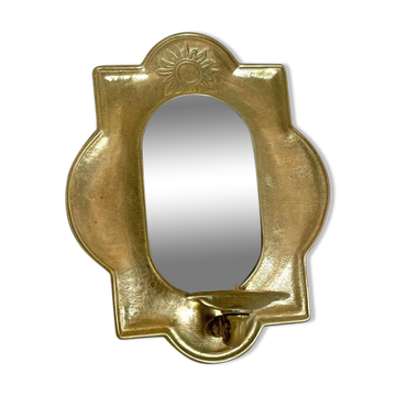 Vintage  Brass Wall mirrored Candle Sconce