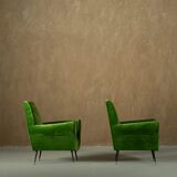 Green velvet armchairs by Gigi Radice, Italy 1950s set of 2