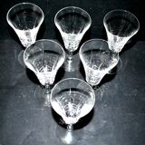 Set of 6 cut crystal wine glasses in cerdagne style - cristallerie lorraine lemberg? h13.5cm